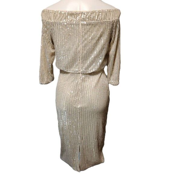 Shein sequins dress Women's medium Off-shoulder Back slit Midi Party Date night - Picture 13 of 15